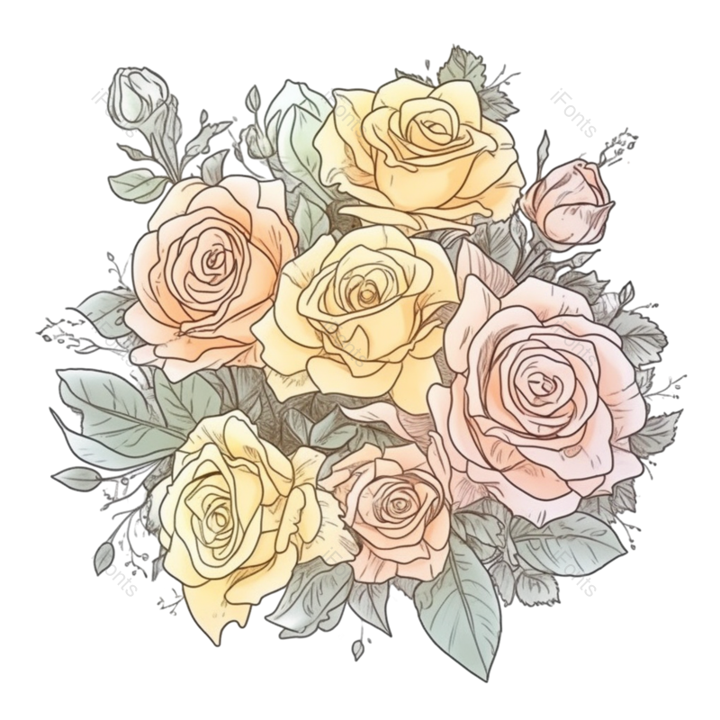 花朵素材图片,花叶子元素,黄色PNG,粉色免抠素材